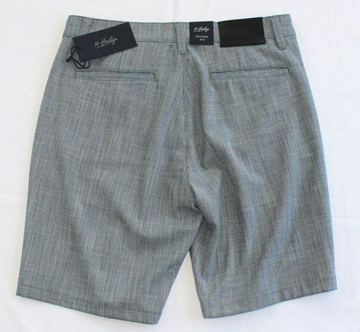 New 34 HERITAGE Shorts NEVADA Men Medium M Cross Twill GRAY