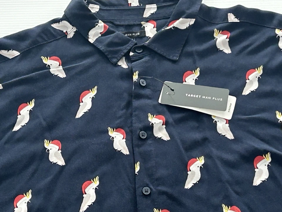 Camiseta Polo Para Hombres Talla 4XL TARGET MAN PLUS Azul Navidad Cacatúa Camiseta de Navidad NUEVA* Foto 3 de 4