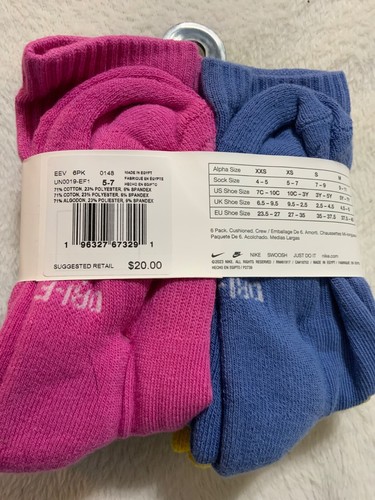NIP NIKE LITTLE KIDS DRI-FIT CREW SOCKS 6 PACK 10C-3Y MULTICOLOR - Picture 6 of 6