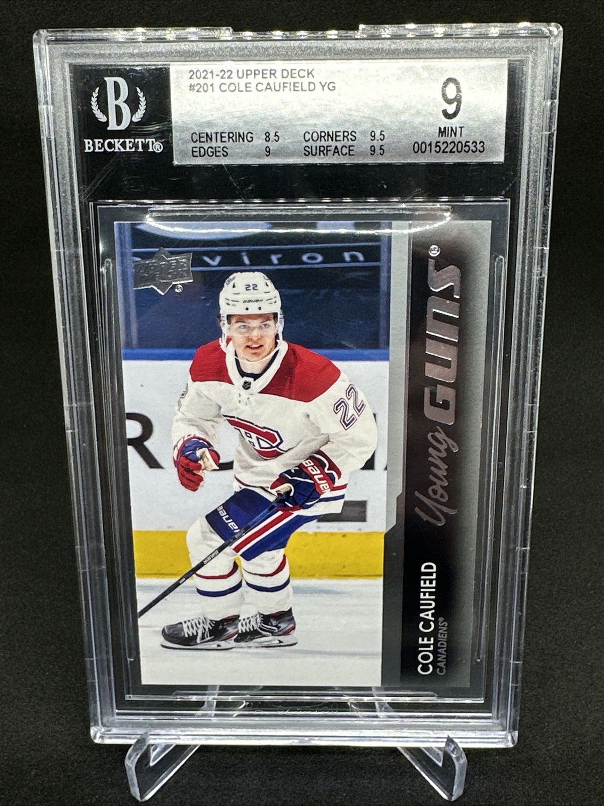 2021 Cole Caufield BGS 9 Upper Deck Young Guns Mint Rookie Rc #201
