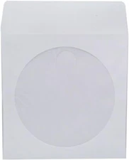 1,000 Pieces White Paper CD DVD Sleeves Envelope Holder with Clear Window and Fl