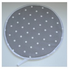 Aga Range Hob Hat Lid Mat Cover with Loop Hotplate Grey White Polka Dots Spots