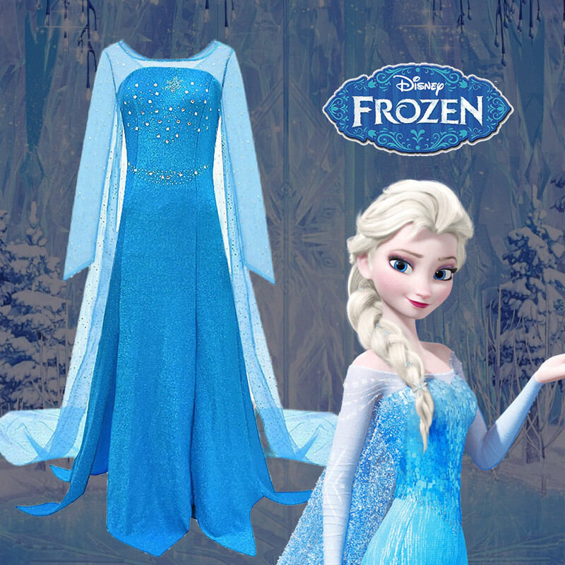 Cosplay Frozen Princess Elsa Dress Halloween Carnival Suit Women Girls  Costume