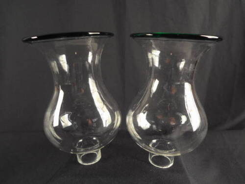 1860-70's Pair of Green Applied Trim Sandwich Early Candle Lamp Shades - Picture 1 of 1