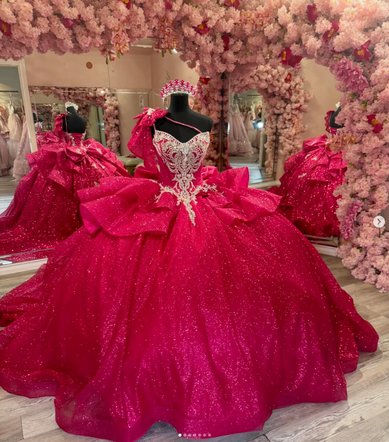 Shiny Glitter Quinceanera Dresses with Bow One Shoulder Sweet 15 16 Ball  Gowns | eBay