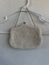 Vintage Walborg Hand-beaded Purse Evening Bag Wrist Clutch White Made in Japan