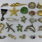 Lot 23 Vintage Now FISH SEA LIFE BROOCH Pins Rhinestone Enamel Costume Jewelry