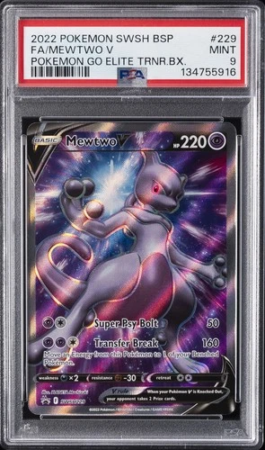 2022 POKEMON SWSH POKEMON GO ELITE TRAINER BOX FULL ART/MEWTWO V PSA 9