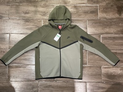 NIKE Tech Fleece Hoodie XL Mens Green Black Full Zip Jacket Long Sleeve Hooded
