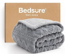 Bedsure Gentlesoft Sherpa Fleece Twin Blanket 60 X 80 - Fluffy  Cozy Cable J