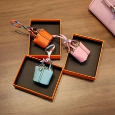 Mini Leather Handbag Keychain Coin Purse Car Bag Charm for Airpodds Xmax Gift