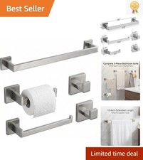 Sophisticated 5-Piece Brushed Nickel Bath Set: Modern Style Easy Install