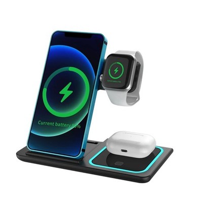 multifunction 3 in1 wireless charger with fast charging and strong magnet 