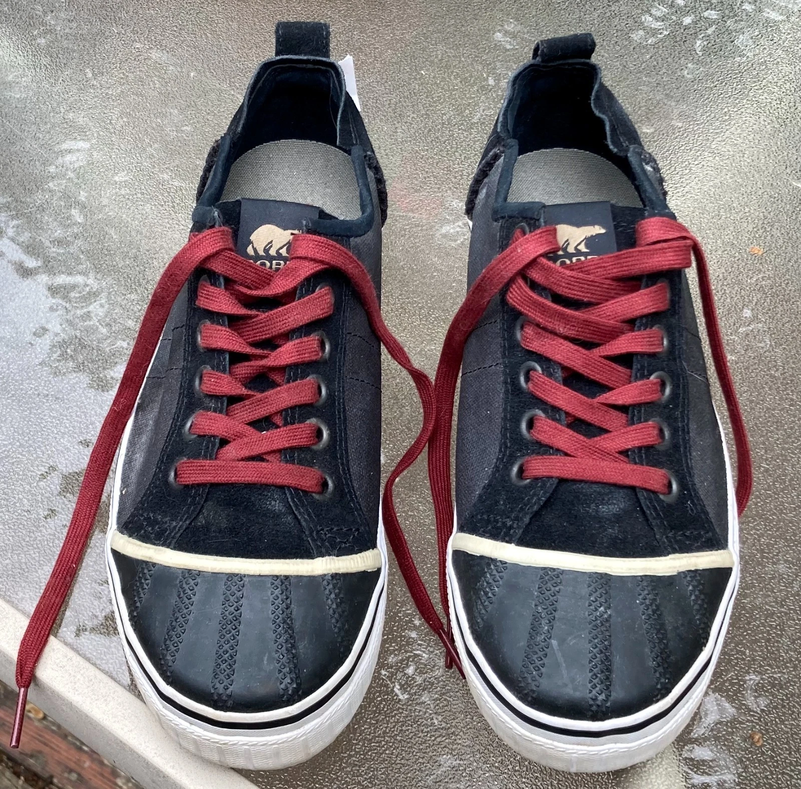 SOREL MEN'S HAND-CRAFTED SNEAKERS-CANVAS / LEATHER / RUBBER TOE BLACK SIZE 9.5
