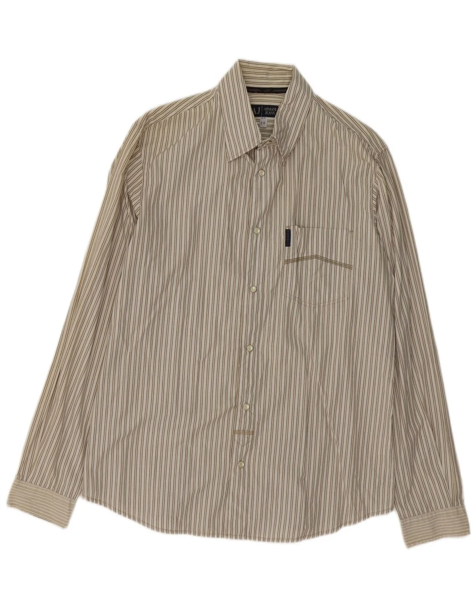 Armani Jeans Cotton Striped Casual Button-Down Shirts for Men for