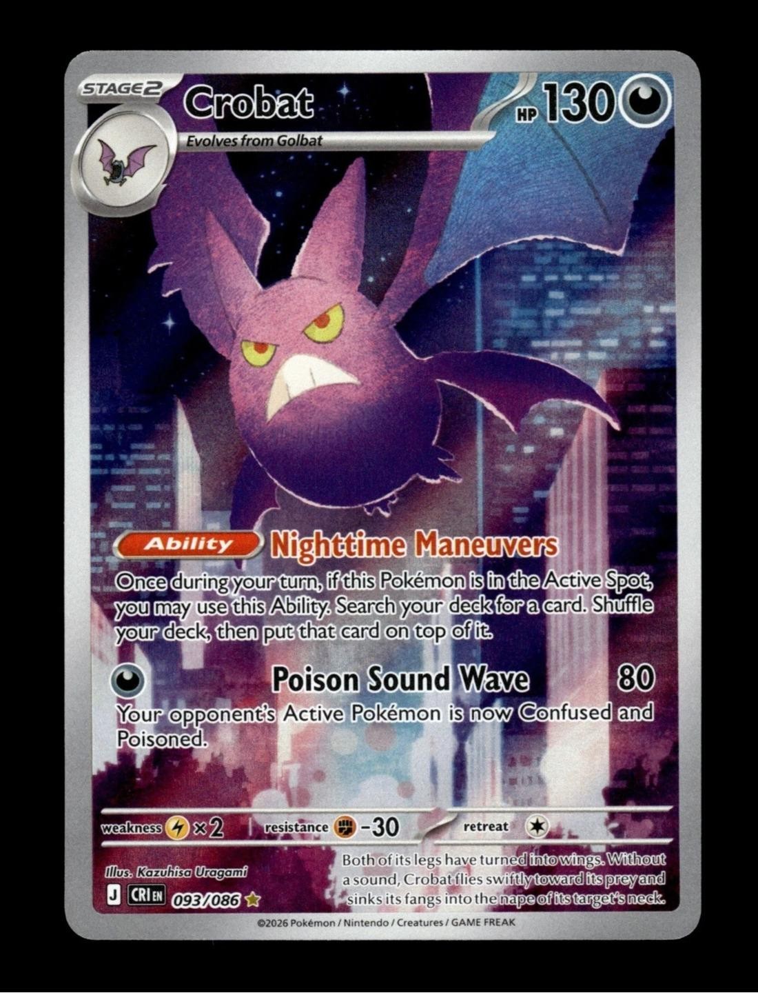 Crobat 093/086 Holo Illustration Rare Chaos Rising Pokemon Near Mint
