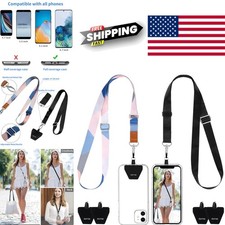 Phone Lanyard 2 Pack Adjustable Neck Strap Black Blue Stripes for Smartphones