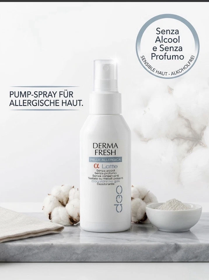 Dermafresh Pelle Allergica Alpha Latte Deo Spray Ohne Parfüm Alkohol Sensitive - Bild 1 von 4