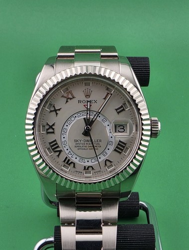 Rolex Sky-Dweller Ivory Dial Roman Numerals White Gold Oyster Bracelet 326939.
