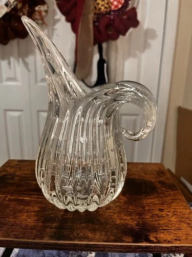 Vintage Murano Style Glass Pitcher/Vase…Breathtaking Hand blown With Bubbles