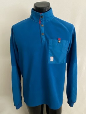 Topo Designs Polartec Pullover Men s Large Blue & Red  1/4 Snap Fleece Jacket