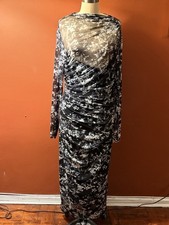 Steve Madden - Maureen Dress Black White Mesh Mock Neck Ruched Size Large