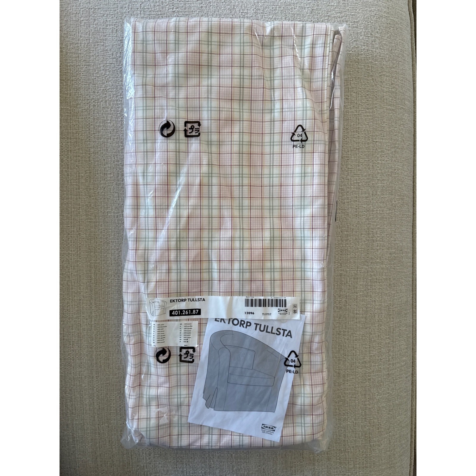 Cover Pink White Green Plaid Check Chair Slipcover