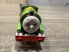 Thomas & Friends Percy #6 Surprised Percy Train Engine w/ Blue Cargo Car