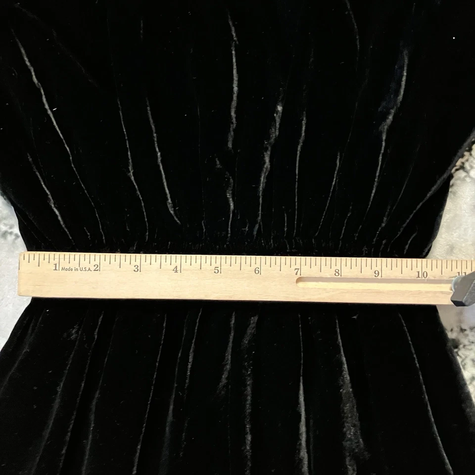 Vintage Talbots Dress Womens Size 6P Black Velvet Button Back Cinched Waist - Image 4 of 4