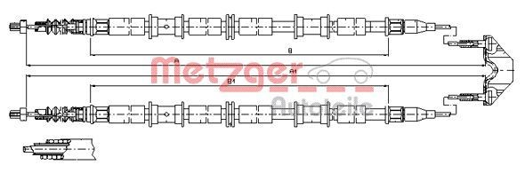 Seilzug Feststellbremse Hinten Metzger 115864 FÜR Opel Feststellbremsseil-image