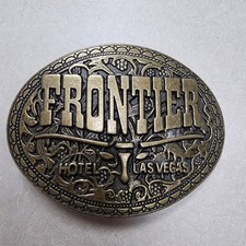 Vintage Brass Belt Buckle Frontier Hotel/Casino LAS VEGAS 3" x 2.5"