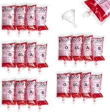 20 Pack Blood Bags for Drinks, 8.5oz Anti-Leak Drink with 8.5oz, Clear 
