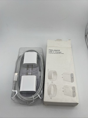 Feel2Nice USB-C Chargers 2 Pack White