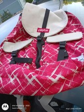 Plexus Pink White Geometric Backpack with Buckle Closure, Black Hardware