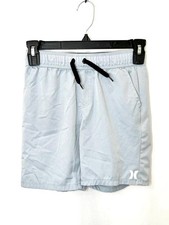 Hurley Boys Board Shorts Size 8 Light Blue Gray Swim Trunks Elastic Drawstring