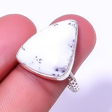 Dendritic Opal - Brazil Gemstone 925 Sterling Silver Jewelry Ring s.8 A347