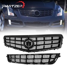 Front Upper Lower Grille W Trim Molding For 2013 2014 Cadillac Ats Gloss Black