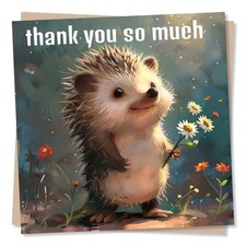Adorable Hedgehog Thank You Card - Thank You So Much - Appreciation Card
