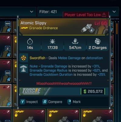 Borderlands 4 | Moxsy God Roll Atomic Slippy Level 60 Grenade |PC|Xbox|PS|