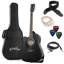 Full-Size Left-Handed Dreadnought Cutaway Acoustic-Electric Guitar with Bag & EQ