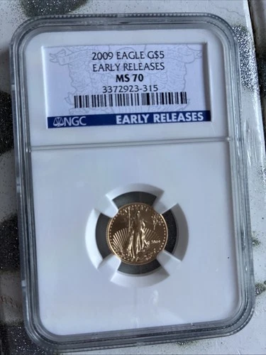 2009 $5, 1/10oz Gold American Eagle MS70 NGC Early Releases Blue Label