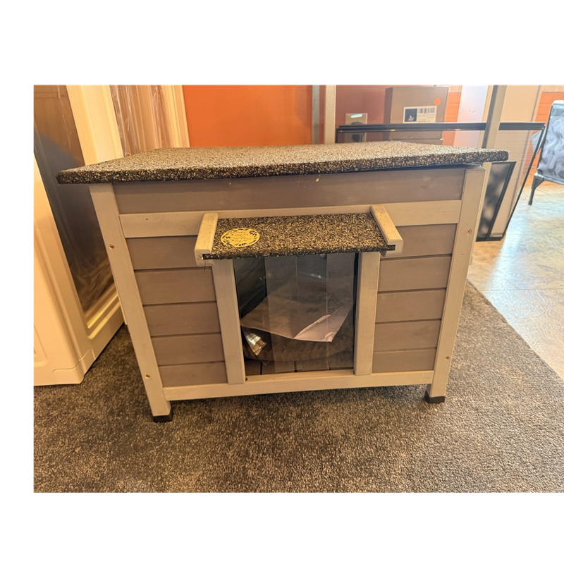 Outdoor Wooden Dog House Raised Floor Removable Roof Medium Size