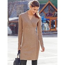 Athleta Beige Ribbed Sweater Dress, Medium