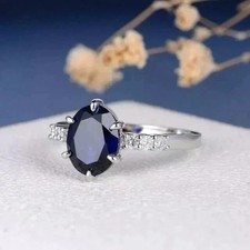 2CT Oval Cut Lab-Created Sapphire Diamond Engagement Ring 14K White Gold Plated