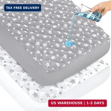 Crib Mattress Protector Waterproof 2 Pack  Quilted Crib Mattress Pad Cover 52"