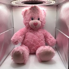 Build A Bear Pink Cuddles Teddy Heart Nose Swirly Fur Plush 16" Blue Eyes Animal