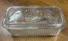 Vintage Federal Glass Refrigerator Dish & Lid w/ Vegetable Pattern
