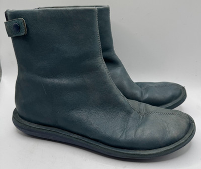 Camper Human Energy Teal Green Flat Used Boots Shoes Sz 40 10 US GUC Extralight