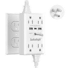 Wall Outlet Extender with Screw, 8 Way Outlets with Surge Protected