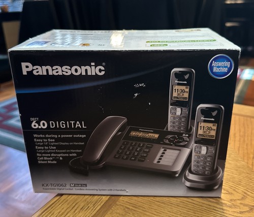 NOB Panasonic KX-TG1062 Cordless Phone Answering System 6.0 Digital, 2-Handset